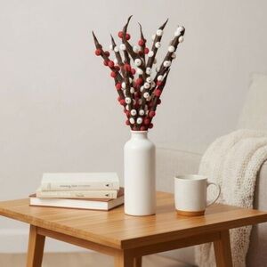 NWOT Trader Joe’s Felted Holly Berry Branches Wool 6 Branches Centerpiece Decor